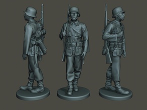 german soldier ww2 walk g1 3d print model in figurines 3dexport war action miniature figure sculpture man military army 98k kar axis mauser rifleman 3d print model - Mito3D