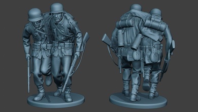 deutsche soldat ww2 verwundet g5 3d drucken modell figuren 3dexport miniatur skulptur figur krieg aktion militär armee mauser kar98k achse wehrmacht nazi panzerschreck granate 3d print model - Mito3D