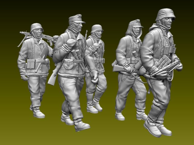 deutsche soldaten 3d drucken modell figuren 3dexport ww2 offizier soldat krieg militär uniform handschuh wwii 2ww wehrmacht ss faschistisch nazi mauser mp 44 k98 3D print model - Mito3D