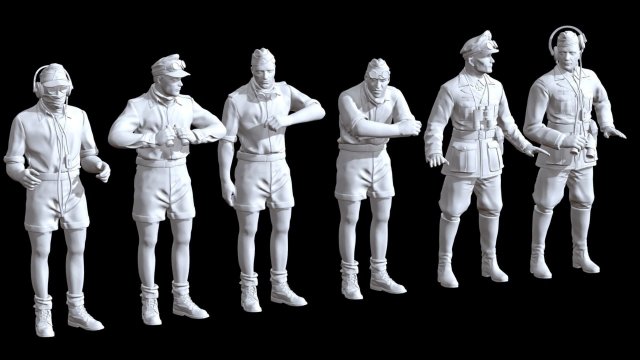 Deutsche Panzer Besatzung Afrika Sommer Uniform ww2 x6 Figuren 3D print model - Mito3D