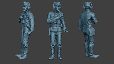 german tank crew unit ww2 radio gtc1 man soldier military army panther officer tiger panzerkampfwagen blitzkrieg dioram forces axis wehrmacht nazi company luger 3d print model - Mito3D