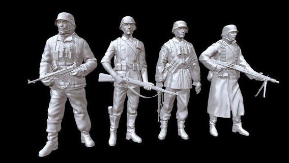 alemán ww2 ocioso soldados x4 figuritas guerra paquete nazi 3d print model - Mito3D