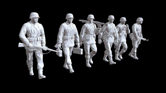 allemand ww2 marchant soldats x6 v2 figurines guerre pack militaire 3d print model - Mito3D