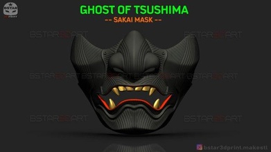 ghost of tsushima - sakai mask samurai cosplay 3d print model in game accessories 3dexport helmet costume devil japanese japan ghostoftsushima hannya oni halloween face covid horror saikai games toys 3d print model - Mito3D