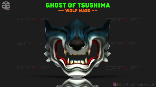 ghost of tsushima - wolf mask samurai cosplay 3d print model in toys 3dexport ghost-of-tsushima helmet costume devil-japanese japan-mask ghostoftsushima ghost-of-tsushima-mask ghost-mask hannya-mask oni-mask halloween-mask face-mask covid-mask samurai-mask horror-mask wolf-mask 3D print model - Mito3D