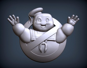 ghostbusters 3d print model in sculpture 3dexport marshmallow man sailor monster bas relief ghost movie science fiction cartoon character evil creepy stay fearfully badge miniatures 3d print model - Mito3D