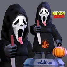 ghostface free 3d print model in monsters & creatures 3dexport ghost halloween mask facemask scary cartoon 3dprint 3dprinting statue figure 3d print model - Mito3D