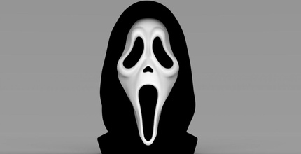 ghostface scream bust ready full color 3d printing famous killer murder evil movie horror jigsaw scary thriller hollywood actor 3d-printing mask prop creature character 3d print model - Mito3D