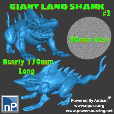 gigante tierra tiburón fantasía monstruo 2 gratis 3d impresión modelo in juego accesorios 3dexport buleta rpg dnd mazmorras dragones pionero criatura 3d print model - Mito3D