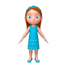 menina 04 desenho animado toon personagem aluna mulher humano lindo criança jovem estudante fêmea roupas adolescente Adolescência moda escola 3d print model - Mito3D