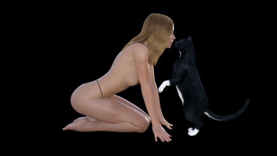 kız 23 öpücük kedi Kadın 3d print model - Mito3D