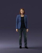 girl blue jacket 0623 3d prit ready scan model polygon 3dprint human male realistic posed character people miniatures man woman child style success outfit fashion 3d print model - Mito3D
