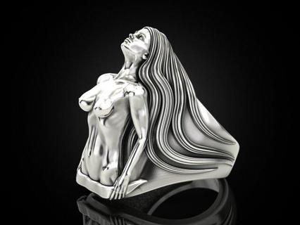 menina corpo anel argolas mulher cabelo joalheria fêmea cara prata imprimível esterlina jóias noivado detalhado topo bicicleta 3d print model - Mito3D