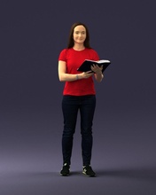 girl book 0121 3d print ready model in woman 3dexport scan polygon 3dprint human male realistic posed character people miniatures man child style success outfit fashion 3d print model - Mito3D