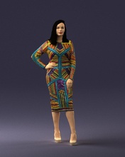 girl colorful dress 0308 3d print ready scan model polygon 3dprint human male realistic posed character people miniatures man woman child style success outfit fashion 3d print model - Mito3D