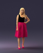 girl in crimson skirt 0466 3d print ready model woman 3dexport scan polygon 3dprint human male realistic posed character people miniatures man child style success outfit fashion 3d print model - Mito3D