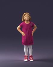 girl dress 0163 3d print ready scan model polygon 3dprint human male realistic posed character people miniature child style fashion photochildren children 3d print model - Mito3D