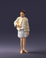 girl in fur coat 0023 3d print ready model woman 3dexport scan polygon 3dprint human male realistic posed character people miniatures man child style success outfit fashion 3d print model - Mito3D
