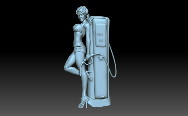 niña at gas estación 3d impresión modelo in mujer 3dexport combustible station gasolinera gasolina cnc alivio 3D print model - Mito3D