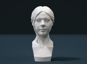girl head 3d print model in sculpture 3dexport woman beauty beautiful young people human hair style fashion curl lock 3d print model - Mito3D