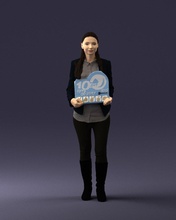 girl holding sign 0503 3d print ready model in man 3dexport scan polygon 3dprint human male realistic posed character people miniatures woman child style success outfit fashion 3d print model - Mito3D