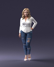 girl in jeans 1121-6 3d print ready model woman 3dexport scan polygon 3dprint human male realistic posed character people miniatures man child style success outfit fashion 3d print model - Mito3D