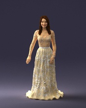 girl light long dress 0461 3d print ready scan model polygon 3dprint human male realistic posed character people miniatures man woman child style success outfit fashion 3d print model - Mito3D