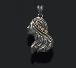 girl queen pendant king jewellery gold silver jewelry heart princess hair apparel dress clothing woman royal female art crown corona flower 3d print model - Mito3D