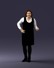 niña corto negro vestido 0480 3d impresión Listo escanear modelo polígono 3dprint humano masculino realista planteado personaje personas miniaturas hombre mujer niño estilo éxito atuendo 3d print model - Mito3D
