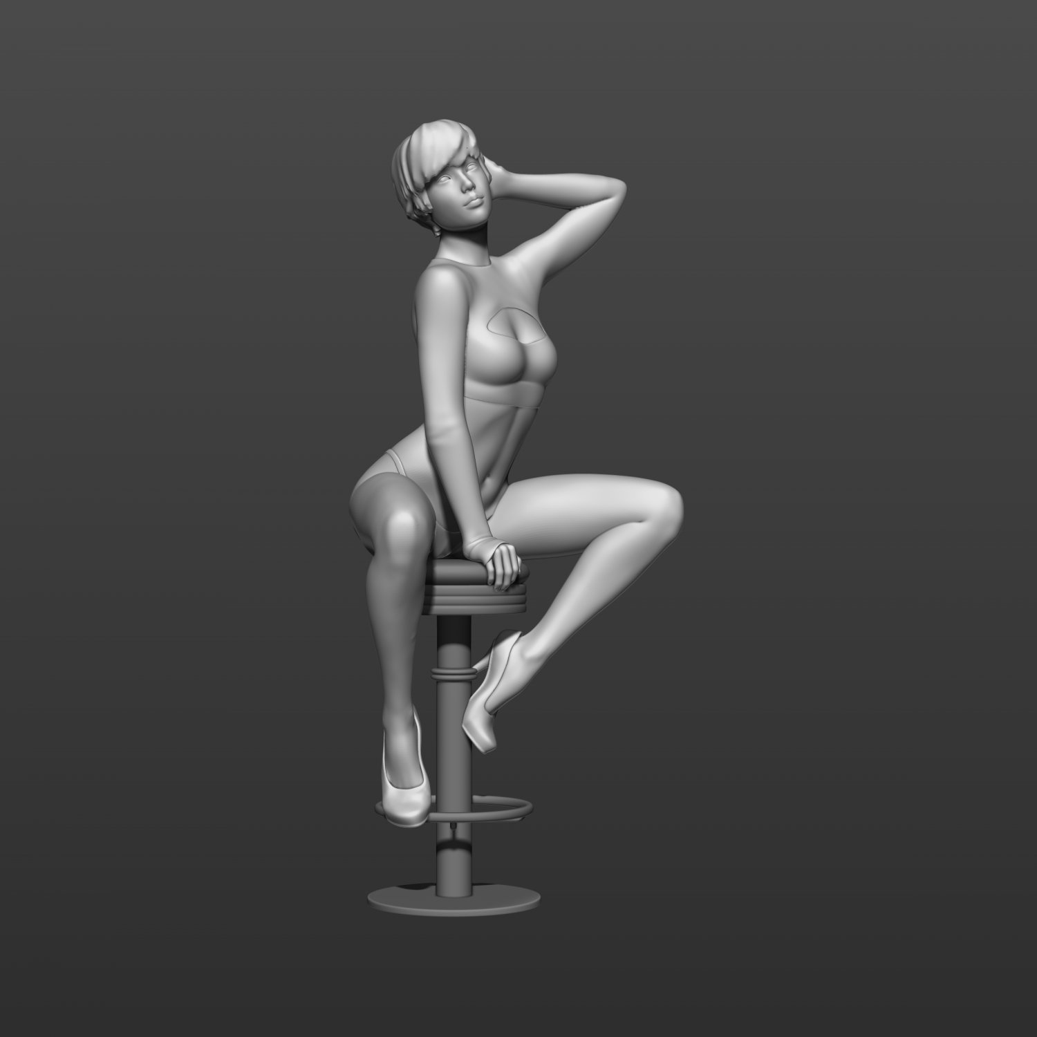 a girl sitting on bar stool 3d print model in woman 3dexport babe beautiful body chair cutie female figurines human miniatures people saloon sexy string strip stripper striptease 3D print model - Mito3D