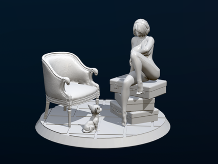 girl sitting suitcases - filestl action figure print3d figurines 3d print model - Mito3D