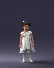 girl sundress 0328-1 3d print ready scan model polygon 3dprint human male realistic posed character people miniature child style fashion photochildren children 3d print model - Mito3D