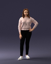 girl sweater 1224-3 3d print ready scan model polygon 3dprint human male realistic posed character people miniatures man woman child style success outfit fashion 3d print model - Mito3D