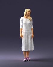 niña blanco vestido 0434 3d impresión Listo escanear modelo polígono 3dprint humano masculino realista planteado personaje personas miniaturas hombre mujer niño estilo éxito atuendo Moda 3d print model - Mito3D