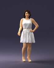 girl white dress 0478 3d print ready scan model polygon 3dprint human male realistic posed character people miniatures man woman child style success outfit fashion 3d print model - Mito3D
