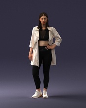 girl white jacket 0427 3d print ready scan model polygon 3dprint human male realistic posed character people miniatures man woman child style success outfit fashion 3d print model - Mito3D