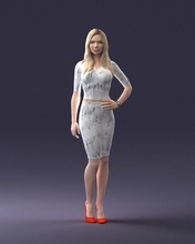girl in white tight dress 0327 3d print ready model woman 3dexport scan polygon 3dprint human male realistic posed character people miniatures man child style success outfit fashion 3d print model - Mito3D