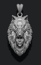 girl wolf pendant gold silver men high poly mesh necklace wolfhead werewolf husky howl angry roaring wild animal boy native indian jewelry 3d print model - Mito3D