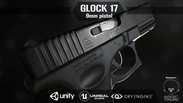 glock 17 pistol low-poly 