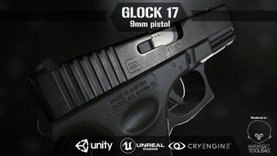 glock 17 pistol low-poly pistol gun bullet 9mm handgun glock 17 weapon fps pbr military