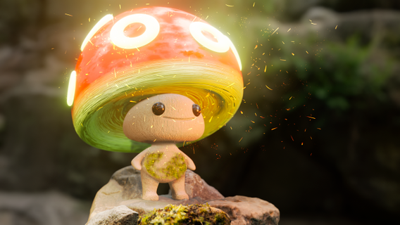 embrasé forêt champignon monstres créatures arbre magie personnage nature Roche calcul lumière 3d print model - Mito3D