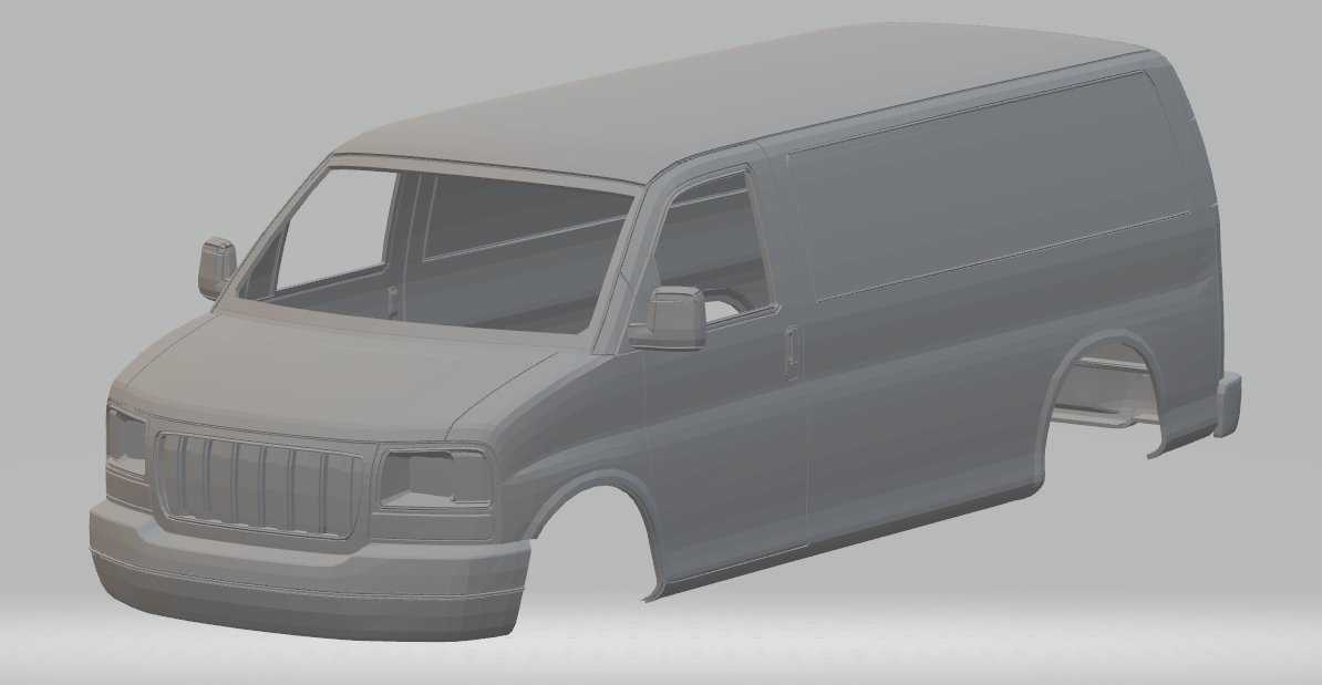 gmc savana kargo yazdırılabilir vücut kamyonet 3d yazdır model in otomotiv 3dexport yuva ölçülü tamiya rc radyo kontrol kabuk 3D print model - Mito3D