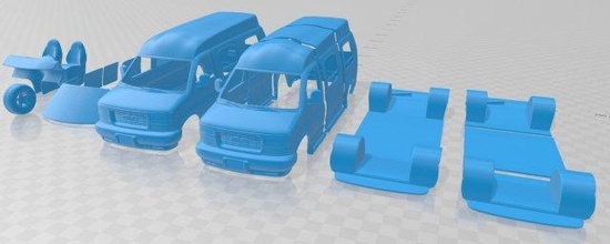 gmc savana carga furgão yf7 upfitter 1997 imprimível fenda escalextrico Tamiya rc miniz passatempo micro 3d print model - Mito3D