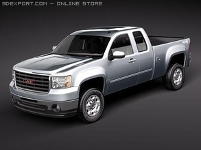 gmc sierra 2500hd extended cab 3d model in sport cars 3dexport heavyduty 2006 2007 2008 2009 2010 2011 2012 pickup utylity 4x4 offroad midpoly mid-poly 3d print model - Mito3D