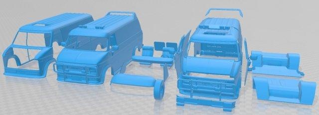 gmc vandura 1983 equipo camioneta imprimible separar partes automotor espacio scalextric Tamiya rc miniz pasatiempo micro fundido presión 3d print model - Mito3D