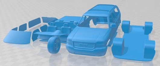 gmc yukon xl 2000 printable car 3d print model in automotive 3dexport slot scalextric tamiya rc miniz hobby micro crawler 3d print model - Mito3D