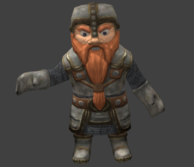 gnome libre 3d modèle in dessin animé 3dexport fantaisie guerrier main peint prg personnage rpg homme nain 3D print model - Mito3D