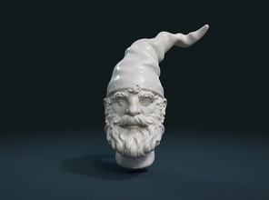 gnome tête 3d impression modèle in sculpture 3dexport nain buste père noël claus fantaisie jardin barbe moustache créature homme elfe 3d print model - Mito3D