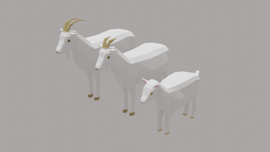 goat family pack poly lowpoly blend animal mammal nature farm goatling 3d print model - Mito3D