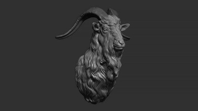 goat head art sculpture statue figure animal nature horns printable 3d print model - Mito3D